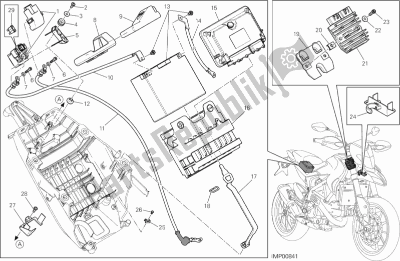 Alle onderdelen voor de Batterijhouder van de Ducati Hypermotard Hyperstrada USA 821 2015